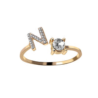 English Letter Gold Color Metal Adjustable Opening Rings For Women Initials Name Alphabet Creative Finger Ring Trendy Party Jewelry