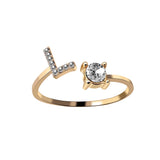 English Letter Gold Color Metal Adjustable Opening Rings For Women Initials Name Alphabet Creative Finger Ring Trendy Party Jewelry