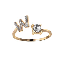 English Letter Gold Color Metal Adjustable Opening Rings For Women Initials Name Alphabet Creative Finger Ring Trendy Party Jewelry