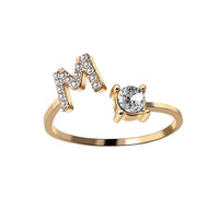 English Letter Gold Color Metal Adjustable Opening Rings For Women Initials Name Alphabet Creative Finger Ring Trendy Party Jewelry