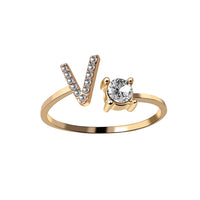 English Letter Gold Color Metal Adjustable Opening Rings For Women Initials Name Alphabet Creative Finger Ring Trendy Party Jewelry