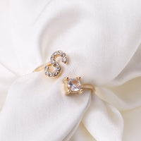 English Letter Gold Color Metal Adjustable Opening Rings For Women Initials Name Alphabet Creative Finger Ring Trendy Party Jewelry
