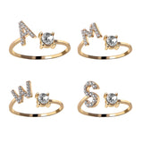English Letter Gold Color Metal Adjustable Opening Rings For Women Initials Name Alphabet Creative Finger Ring Trendy Party Jewelry