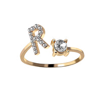 English Letter Gold Color Metal Adjustable Opening Rings For Women Initials Name Alphabet Creative Finger Ring Trendy Party Jewelry