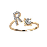 English Letter Gold Color Metal Adjustable Opening Rings For Women Initials Name Alphabet Creative Finger Ring Trendy Party Jewelry