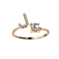 English Letter Gold Color Metal Adjustable Opening Rings For Women Initials Name Alphabet Creative Finger Ring Trendy Party Jewelry