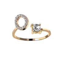 English Letter Gold Color Metal Adjustable Opening Rings For Women Initials Name Alphabet Creative Finger Ring Trendy Party Jewelry