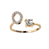 English Letter Gold Color Metal Adjustable Opening Rings For Women Initials Name Alphabet Creative Finger Ring Trendy Party Jewelry