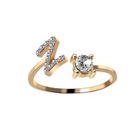 English Letter Gold Color Metal Adjustable Opening Rings For Women Initials Name Alphabet Creative Finger Ring Trendy Party Jewelry