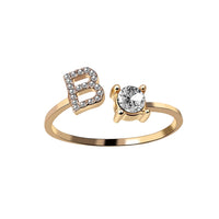 English Letter Gold Color Metal Adjustable Opening Rings For Women Initials Name Alphabet Creative Finger Ring Trendy Party Jewelry
