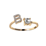 English Letter Gold Color Metal Adjustable Opening Rings For Women Initials Name Alphabet Creative Finger Ring Trendy Party Jewelry