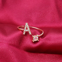 English Letter Gold Color Metal Adjustable Opening Rings For Women Initials Name Alphabet Creative Finger Ring Trendy Party Jewelry