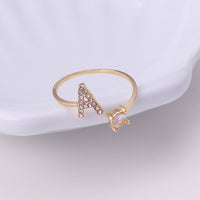 English Letter Gold Color Metal Adjustable Opening Rings For Women Initials Name Alphabet Creative Finger Ring Trendy Party Jewelry