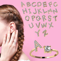 English Letter Gold Color Metal Adjustable Opening Rings For Women Initials Name Alphabet Creative Finger Ring Trendy Party Jewelry