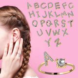 English Letter Gold Color Metal Adjustable Opening Rings For Women Initials Name Alphabet Creative Finger Ring Trendy Party Jewelry