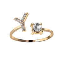 English Letter Gold Color Metal Adjustable Opening Rings For Women Initials Name Alphabet Creative Finger Ring Trendy Party Jewelry
