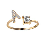 English Letter Gold Color Metal Adjustable Opening Rings For Women Initials Name Alphabet Creative Finger Ring Trendy Party Jewelry