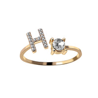 English Letter Gold Color Metal Adjustable Opening Rings For Women Initials Name Alphabet Creative Finger Ring Trendy Party Jewelry