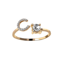 English Letter Gold Color Metal Adjustable Opening Rings For Women Initials Name Alphabet Creative Finger Ring Trendy Party Jewelry