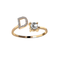 English Letter Gold Color Metal Adjustable Opening Rings For Women Initials Name Alphabet Creative Finger Ring Trendy Party Jewelry