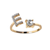 English Letter Gold Color Metal Adjustable Opening Rings For Women Initials Name Alphabet Creative Finger Ring Trendy Party Jewelry