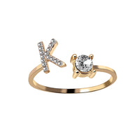 English Letter Gold Color Metal Adjustable Opening Rings For Women Initials Name Alphabet Creative Finger Ring Trendy Party Jewelry