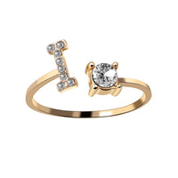 English Letter Gold Color Metal Adjustable Opening Rings For Women Initials Name Alphabet Creative Finger Ring Trendy Party Jewelry