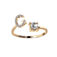 English Letter Gold Color Metal Adjustable Opening Rings For Women Initials Name Alphabet Creative Finger Ring Trendy Party Jewelry