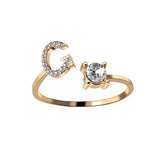 English Letter Gold Color Metal Adjustable Opening Rings For Women Initials Name Alphabet Creative Finger Ring Trendy Party Jewelry