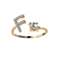 English Letter Gold Color Metal Adjustable Opening Rings For Women Initials Name Alphabet Creative Finger Ring Trendy Party Jewelry