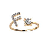 English Letter Gold Color Metal Adjustable Opening Rings For Women Initials Name Alphabet Creative Finger Ring Trendy Party Jewelry