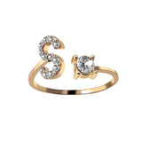 English Letter Gold Color Metal Adjustable Opening Rings For Women Initials Name Alphabet Creative Finger Ring Trendy Party Jewelry