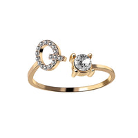 English Letter Gold Color Metal Adjustable Opening Rings For Women Initials Name Alphabet Creative Finger Ring Trendy Party Jewelry