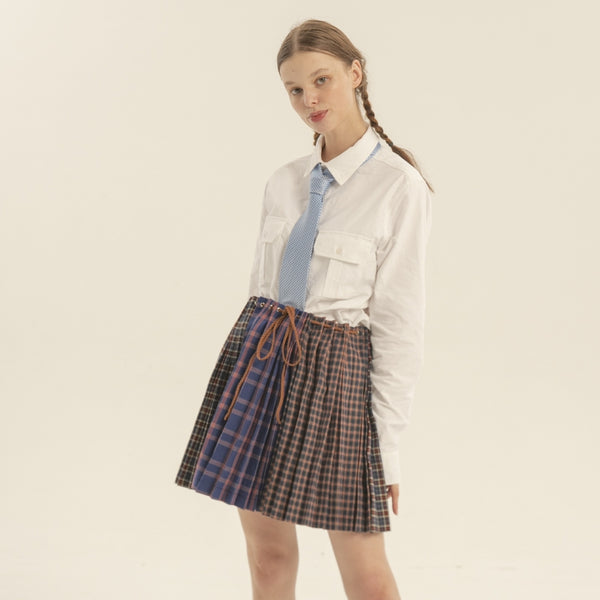 Heart Beckon cotton plaid Mini shirt 603035